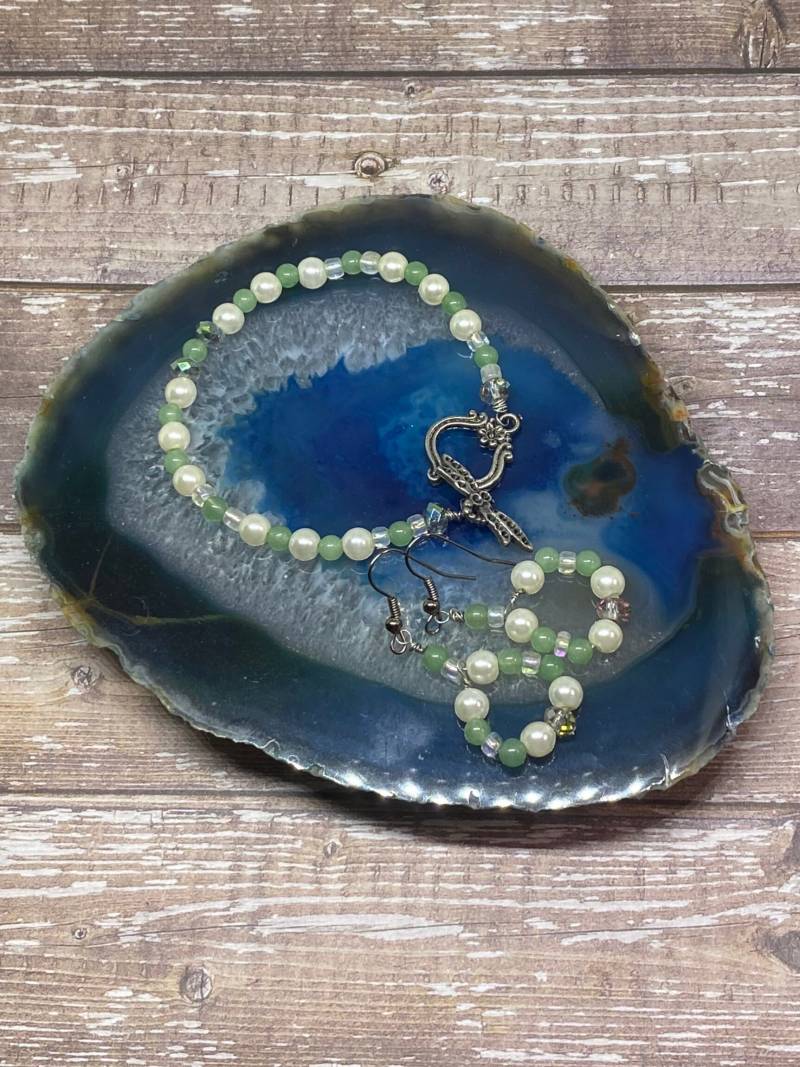 Handmade Jade & Perlen Schmuck Set von DawnsBeadsDesigns