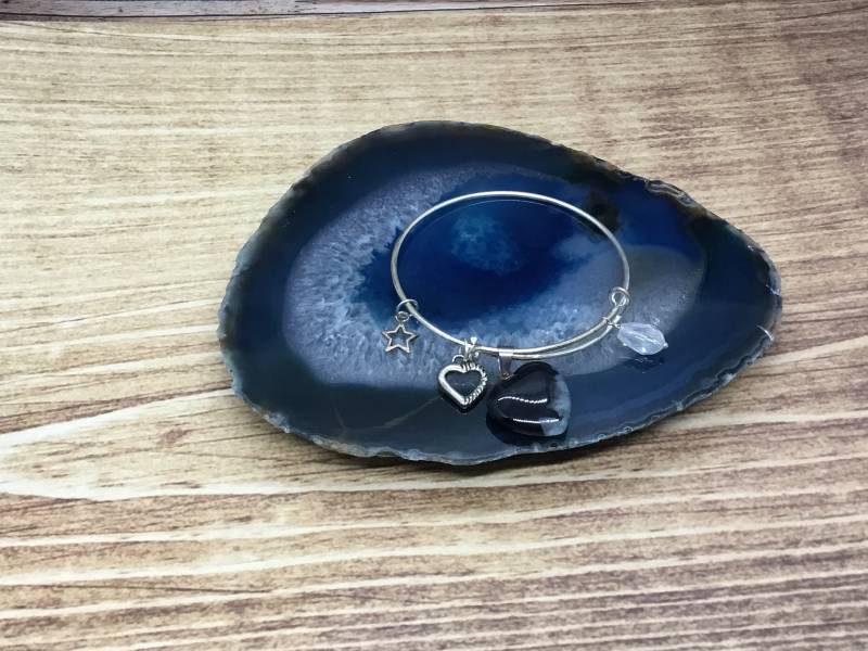 Herz Bettelarmband Edelstein Perlen Einstellbar Draht Armreif von DawnsBeadsDesigns