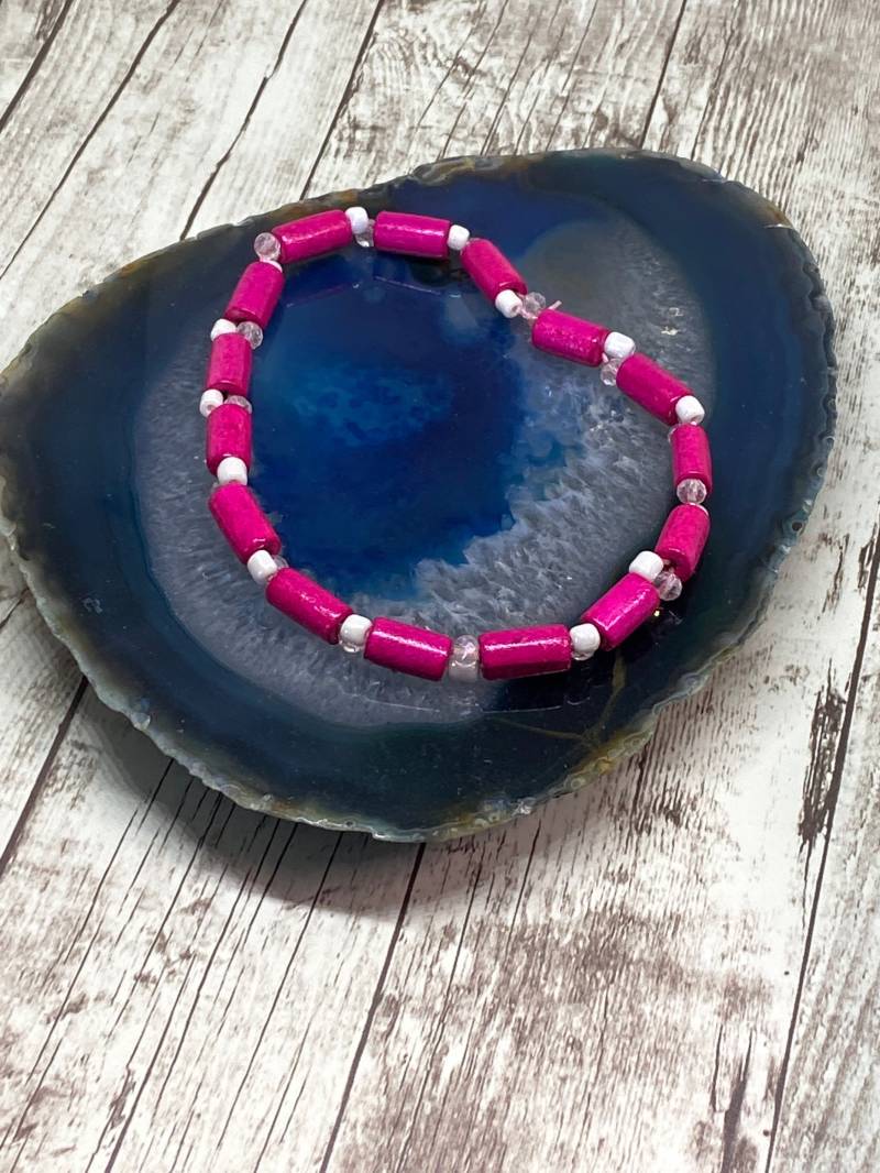 Rosa Holz Perlen Fußkettchen Handgefertigtes Stretch Fußkettchen von DawnsBeadsDesigns