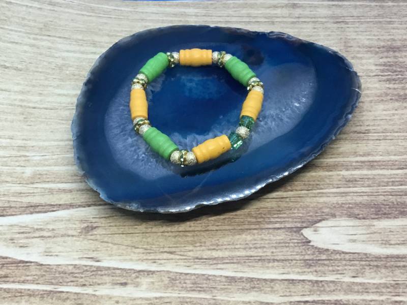 St Patricks Day Perlen Stretch Armband, Handgemacht von DawnsBeadsDesigns