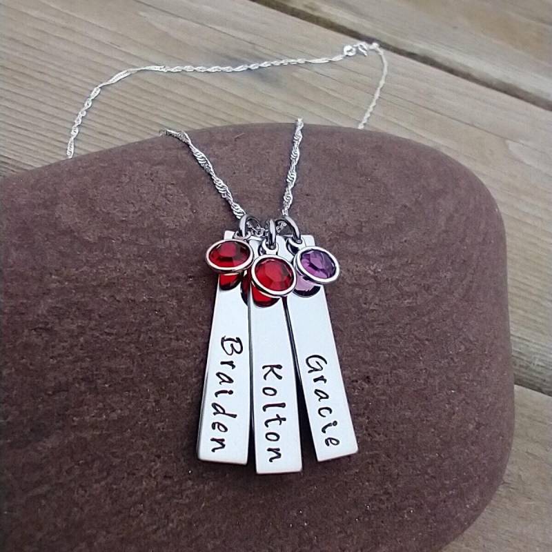 Benutzerdefinierte Familie Halskette Mutter Schmuck, Mom Kinder Birthstones von DawnsMetalDesigns