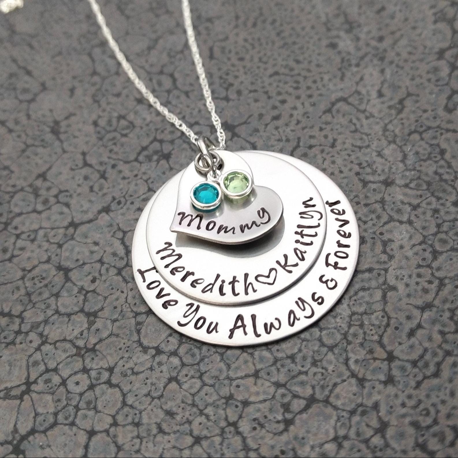 Personalisierte Mama Halskette Geburtsstein Halskette Für von DawnsMetalDesigns