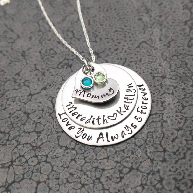 Personalisierte Mama Halskette Geburtsstein Halskette Für von DawnsMetalDesigns