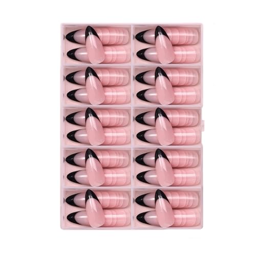 120 Stück Mandel Kunstnägel Schwarze Kunstnägel Mit Französischer Spitze Vollständige Abdeckung Zum Aufkleben Auf Die Nägel Tragbare Press On Nägel Für Frauen Und Mädchen von Dawutocap