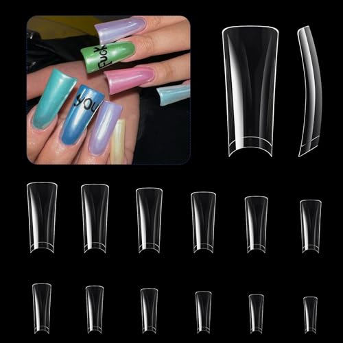 504x Kunstnägel Spitzen Gebogene Nagelspitzen Klare Entennägel Spitzen Halbe Abdeckungen Künstliche Nägel Zum Aufdrücken Von Nägeln Tipps Für Frauen Und Mädchen von Dawutocap