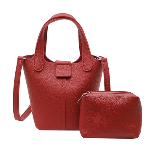 Damen-Umhängetasche, trendige Handtasche, einfarbig, schlicht, Kuriertasche, modische Umhängetasche für den täglichen Gebrauch, einfarbig, Umhängetasche für Damen, PU-Leder, Eimer, einfache Schulter von Dawutocap