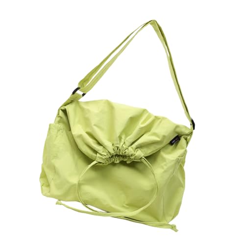 Damen-Umhängetasche mit Kordelzug, einfarbig, Umhängetasche, für Studenten, Schule, große Kapazität, Kuriertasche für Reisen, große Kapazität, trendiges Pendeln für Reisen, leuchtend grün, One Size Damen-Umhängetasche mit Kordelzug, einfarbig, Umhängetasche, für Studenten, Schule, große Kapazität, Kuriertasche für Reisen, große Kapazität, trendiges Pendeln für Reisen, leuchtend grün, One Size von Dawutocap