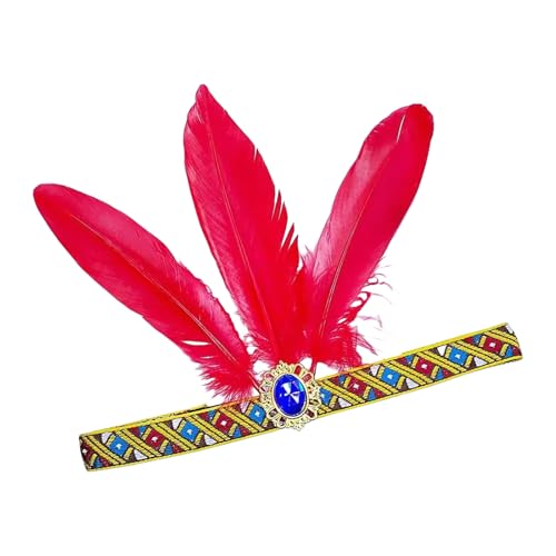 Dawutocap Auffällige gefiederte Stirnbänder für Mädchen, Maskerade, Haarschmuck, Flapper-Stirnband von Dawutocap