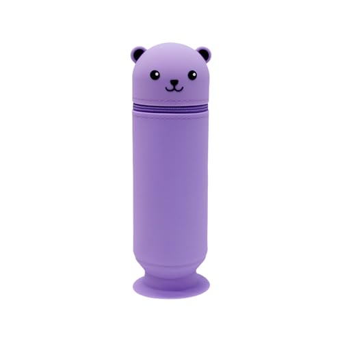 Dawutocap Cartoon Bär Stifthalter Silikon Federmäppchen Schöne Tier Teleskopbox Schulbedarf Cartoon Bär Stift Silikon Federmäppchen mit Saugnapf Schulbedarf von Dawutocap