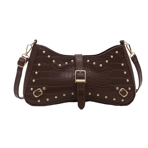 Dawutocap Damen-Schultertasche mit Nieten, PU-Leder, Achseltasche, Retro, Achseltasche, Pendeln, trendiger Crossbody für den Alltag, Damen, Schultertasche, Retro, Crossbody, Nieten, Unterarm Dawutocap Damen-Schultertasche mit Nieten, PU-Leder, Achseltasche, Retro, Achseltasche, Pendeln, trendiger Crossbody für den Alltag, Damen, Schultertasche, Retro, Crossbody, Nieten, Unterarm von Dawutocap