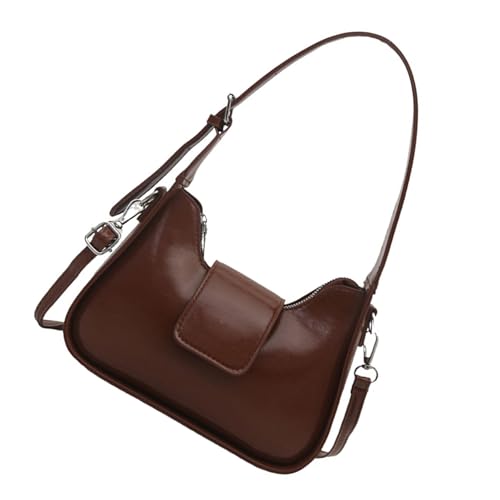 Dawutocap Elegante Damen-Umhängetasche aus PU-Leder, lässige Arbeits-Handtasche, Crossbody-Tasche für den Frühling 2025, mit verstellbarem Riemen, bequeme Alltags-Geldbörse, dunkelbraun, One Size von Dawutocap