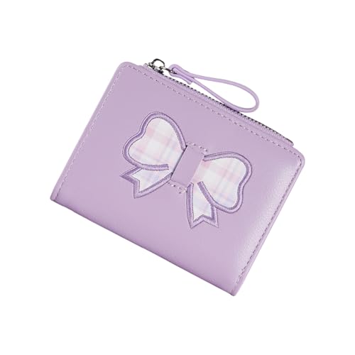 Dawutocap Elegante kurze PU-Geldbörse mit modischen Schleifen und multifunktionalen Schlitzen Fenster Münzbörse für Damen und Mädchen Elegante faltbare Geldbörse, a, Mass Beauty von Dawutocap