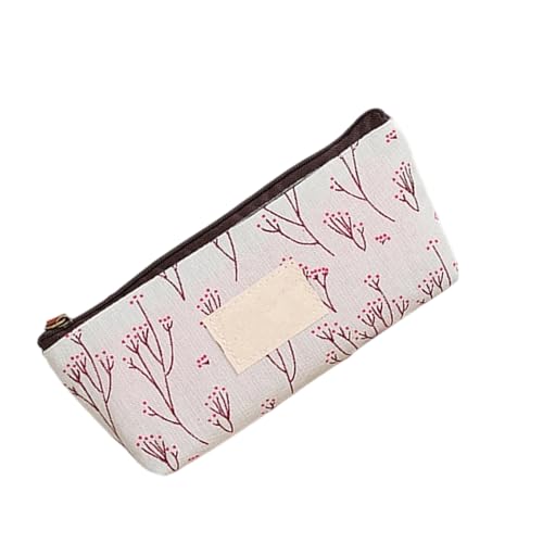 Dawutocap Federmäppchen aus Segeltuch mit Blumenmuster, tragbar, für Schulbedarf, Aufbewahrung, Marker, Stifte, Radiergummis, Blumen-Tasche, tragbare Tasche, B von Dawutocap