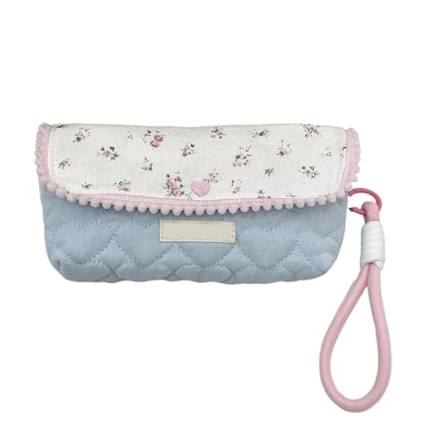 Dawutocap Federmäppchen mit Blumenmotiv und Handgelenkschlaufe, große Kapazität, Stifttasche, Reise-Organizer, Reise-Kosmetik-Organizer mit Blumendruck, Organizer für Teenager, F von Dawutocap