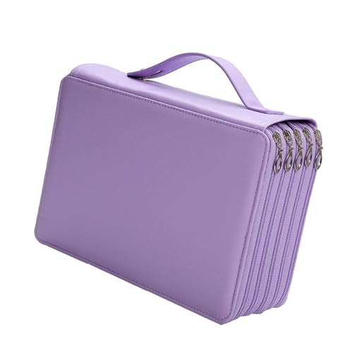 Dawutocap Große Kapazität Bleistifthalter 252 Fächer Reißverschluss Organizer Tasche Multifunktions Große Künstleretui Kunst Bleistift Aufbewahrungstasche, violett von Dawutocap