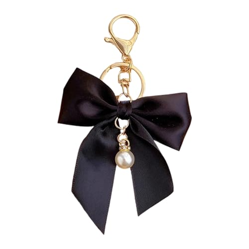 Dawutocap Imitation Pearls Ribbon Keyring Dekore Für Handtaschen Praktische Legierungsschlüsselhalter Mode Keychain Soft Bows Bag Anhänger Leichte Handtasche Dekoration von Dawutocap