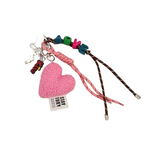 Dawutocap Multifunktional Warm Herzschlüsselhaltertasche Anhänger Auto Verzierung Mit Ornamenten Multifunktionale Dekoration Für Frauen Mädchen Retro Fuzzy Bag Anhänger von Dawutocap