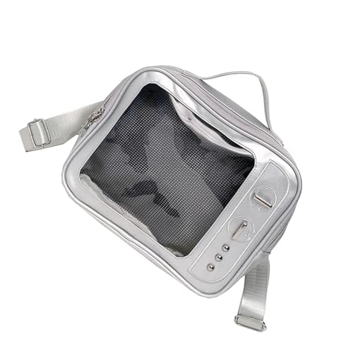 Dawutocap Retro-Fernseher-Umhängetasche, hübscher Rucksack, ästhetische Umhängetasche, schöne Itabag-Umhängetasche, transparent, Retro, Schultertasche, Itabag, Crossbody-Pin-Display, silber von Dawutocap