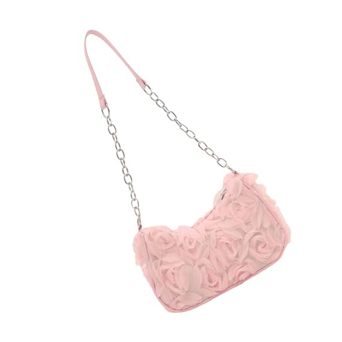 Dawutocap Trendige Spitzenmuster Ketten Umhängetasche Mit Widerstand Resistenter PU Handtasche Für Frauen Freizeittäglich Oder Abschlussball Event Praktische Rosenmuster Achselhöhlen Tasche von Dawutocap