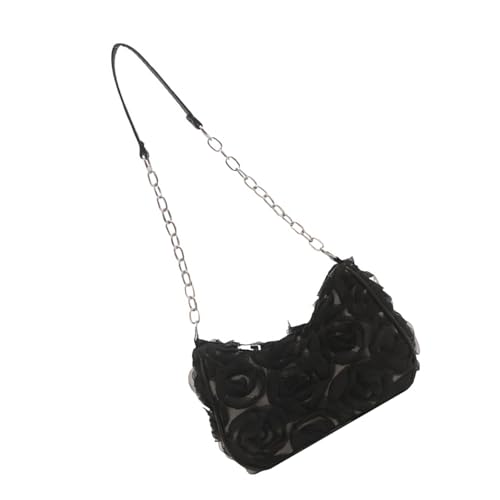 Dawutocap Trendige Spitzenmuster Ketten Umhängetasche Mit Widerstand Resistenter PU Handtasche Für Frauen Freizeittäglich Oder Abschlussball Event Praktische Rosenmuster Achselhöhlen Tasche von Dawutocap