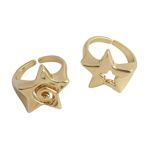 Dawutocap Trendy Punk Styles Ringe Juwely Einzigartiger Hohlstar Schmücken Robuste Und Stilvolle Fingerschmuck Charme Einzigartiger Mode von Dawutocap
