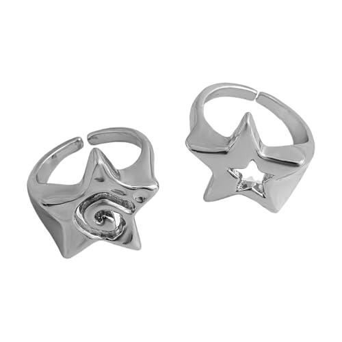 Dawutocap Trendy Punk Styles Ringe Juwely Einzigartiger Hohlstar Schmücken Robuste Und Stilvolle Fingerschmuck Charme Einzigartiger Mode von Dawutocap