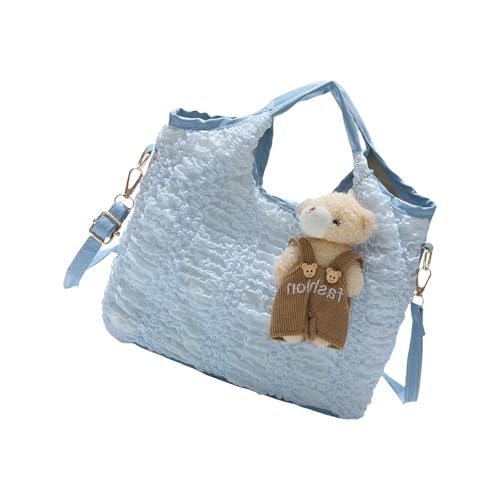Dawutocap Weiche Kunstleder-Eimertasche mit Crinkle-Finish, multifunktionale Handtragetasche, leicht und ergonomisch, weiche Schultertasche, blau, One Size Dawutocap Weiche Kunstleder-Eimertasche mit Crinkle-Finish, multifunktionale Handtragetasche, leicht und ergonomisch, weiche Schultertasche, blau, One Size von Dawutocap