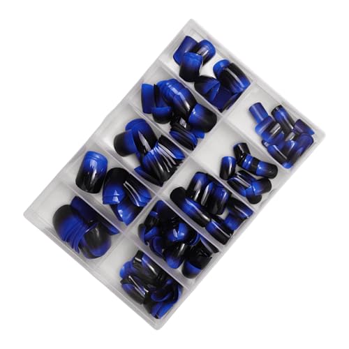 Elegante 120 Stück Blaue Nägel Mit Französischer Spitze Kurz Quadratisch Zum Aufdrücken Der Nägel Künstliche Nägel Kunstzubehör Für Modische Frauen von Dawutocap