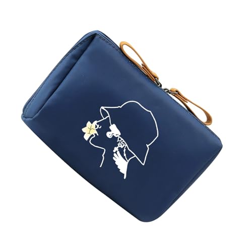 Schöne Kosmetiktasche, bedruckt, Kulturbeutel, tragbar, Make-up, ästhetischer Kosmetik-Organizer, Hautpflege-Organizer für Frauen, Kulturbeutel, bedruckt, Make-up, Waschen, ästhetische Aufbewahrung von Dawutocap