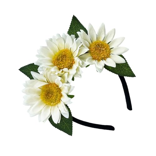 Stoff-Haarband mit Sonnenblume, Haarstyling-Accessoire für Musik-Festivals, Verkleidungen, verschiedene Outfits und Veranstaltungen, Kopfbedeckung von Dawutocap