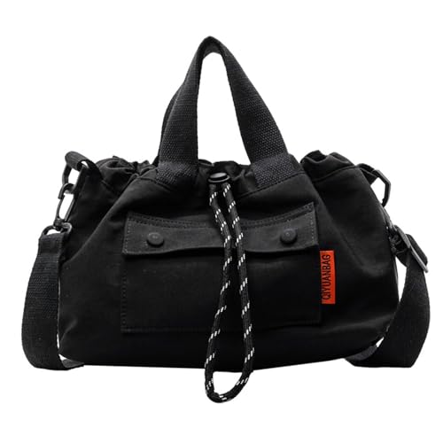 Umhängetasche mit Kordelzug für Damen, Segeltuch, trendige Handtasche, koreanischer Stil, Kuriertasche, Kordelzug, Crossbody für Damen, Segeltuch, Eimer, einfache Schulter, Schwarz , One Size Umhängetasche mit Kordelzug für Damen, Segeltuch, trendige Handtasche, koreanischer Stil, Kuriertasche, Kordelzug, Crossbody für Damen, Segeltuch, Eimer, einfache Schulter, Schwarz , One Size von Dawutocap
