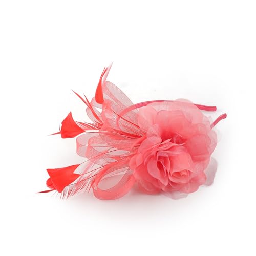 Verstellbarer Braut-Fascinator mit Blumenhut mit Stirnband und Clip, modischer Kopfschmuck für Brautjungfern, Karneval, Festivals, stilvoller Feder-Fascinator von Dawutocap