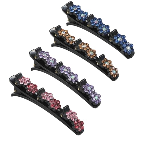 4 Stück Haarspange Blume, Doppelschicht Haarspangen Damen, Haarspangen Mit Funkelnden Kristallsteinen, Funkelnde Geflochtene Haarspangen, Erstellen Sie Eine Vielzahl Von Modischen Frisuren (Farbe 1) von Dawwoti
