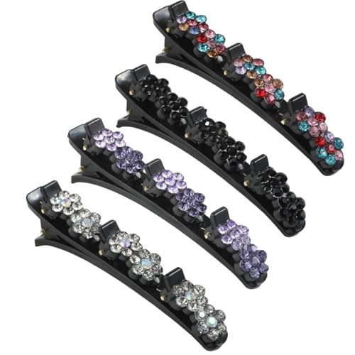 4 Stück Haarspange Blume, Doppelschicht Haarspangen Damen, Haarspangen Mit Funkelnden Kristallsteinen, Funkelnde Geflochtene Haarspangen, Erstellen Sie Eine Vielzahl Von Modischen Frisuren (Farbe 2) von Dawwoti