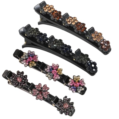4 Stück Haarspange Blume, Doppelschicht Haarspangen Damen, Haarspangen Mit Funkelnden Kristallsteinen, Funkelnde Geflochtene Haarspangen, Erstellen Sie Eine Vielzahl Von Modischen Frisuren (Farbe 3) von Dawwoti