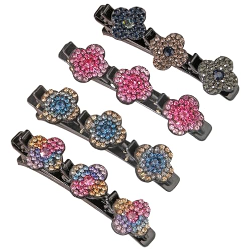 4 Stück Haarspange Blume, Doppelschicht Haarspangen Damen, Haarspangen Mit Funkelnden Kristallsteinen, Funkelnde Geflochtene Haarspangen, Erstellen Sie Eine Vielzahl Von Modischen Frisuren (Farbe 4) von Dawwoti