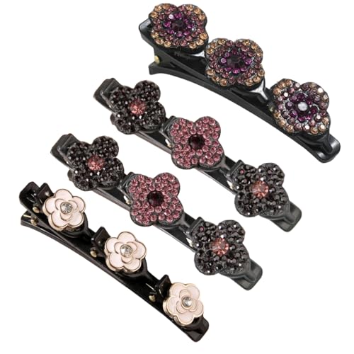 4 Stück Haarspange Blume, Doppelschicht Haarspangen Damen, Haarspangen Mit Funkelnden Kristallsteinen, Funkelnde Geflochtene Haarspangen, Erstellen Sie Eine Vielzahl Von Modischen Frisuren (Farbe 5) von Dawwoti