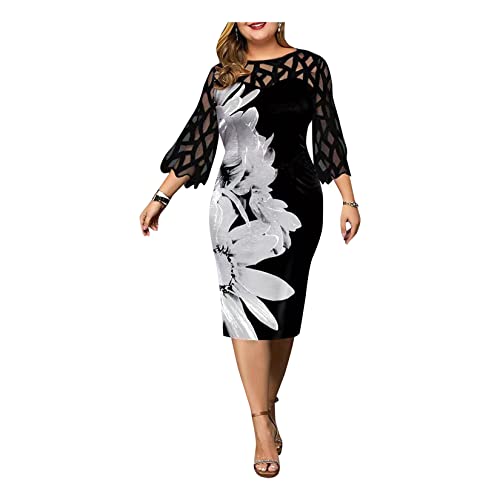 Damen Kleid Bodycon Tagtime Trinken Outfits Midi Kleid Plus Größe Spitze Cocktail Party von Dawwoti