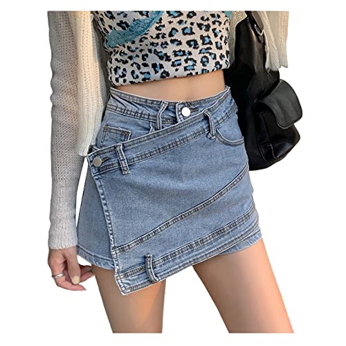 Damen -Skorts Hohe Taillierte Sommer -Denim -röcke Unregelmäßige Hotpants Solid Jeans Shorts von Dawwoti