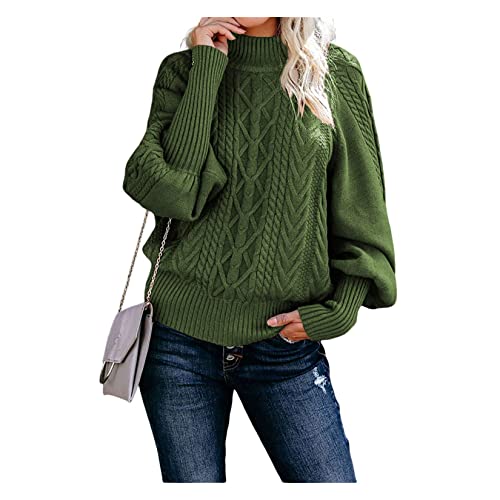 Damenpullover, Lose Halbe Turklneck -kabelstrick -Pullover -Tops, Crew Neck Pullover für Den von Dawwoti