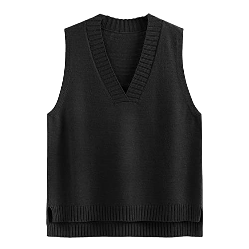 Dawwoti Ärmelloses Weste Der Frauen, Ungezwungener V -Nacken -Plus -Strick -Tanktop, Strickweste für Den von Dawwoti