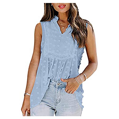 Dawwoti Frauen Chiffon Böhmischen Tank Tops Ärmellose Hemden Stehkragen Tops Tunika Bluse von Dawwoti