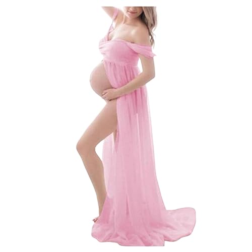 Dawwoti Frauen Mutterschaft Meerjungfrau Maxi Kleid für Foto-Shooting, Spitze Übergroßen Fotografie (as3, Alpha, s, Regular, Regular, Frucht rosa) von Dawwoti