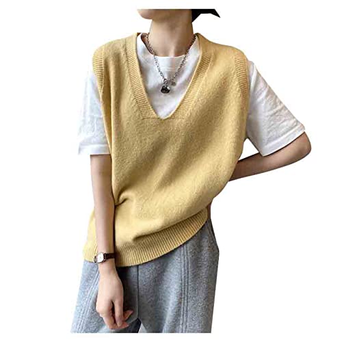 Dawwoti Frauen Pullover Pullover Weste Ärmellose Jumper V Neck Tank Top Schuluniform Strickwaren von Dawwoti