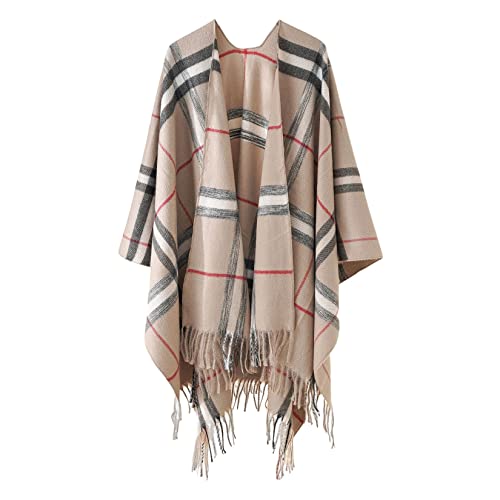 Dawwoti Frauen Strickt Schal Äußerer Umhang Gedrucktes Pullover Winter Umhang Schalponcho Vielseitiger Herbstmode-Schal von Dawwoti