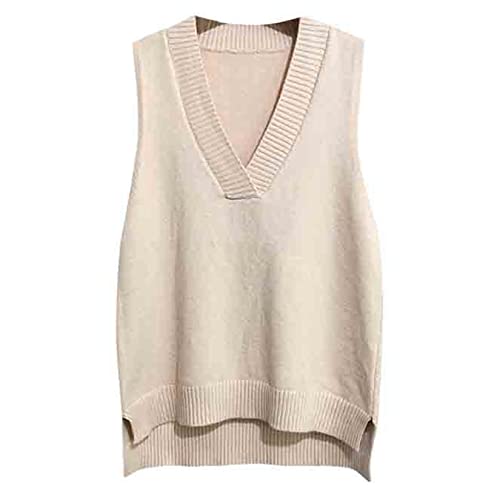 Dawwoti Frauen V Neck Pullover Weste Ärmellose Jumper Sweatshirt Layered Stricken Gilets Weste Top von Dawwoti