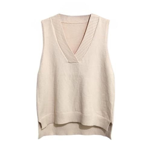 Dawwoti Frauen V Neck Pullover Weste Ärmellose Jumper Sweatshirt Layered Stricken Gilets Weste Top von Dawwoti