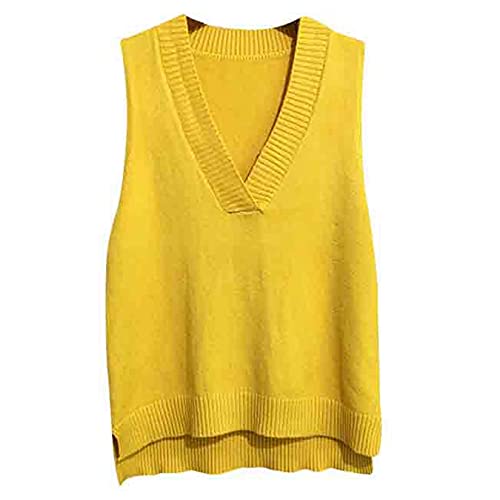 Dawwoti Frauen V Neck Pullover Weste Ärmellose Jumper Sweatshirt Layered Stricken Gilets Weste Top von Dawwoti