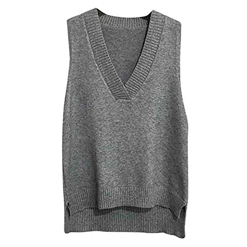 Dawwoti Frauen V Neck Pullover Weste Ärmellose Jumper Sweatshirt Layered Stricken Gilets Weste Top von Dawwoti