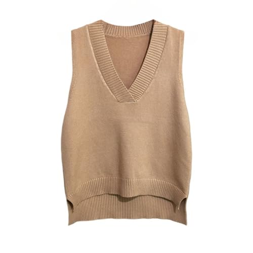 Dawwoti Frauen V Neck Pullover Weste Ärmellose Jumper Sweatshirt Layered Stricken Gilets Weste Top von Dawwoti